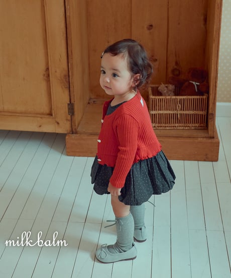 1[予約]milkbalm heart rib cardigan set