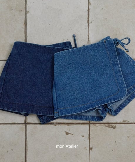 17[予約]mon Atelier denim wrap pants