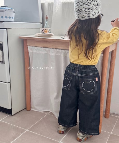 25[予約]poisson heart embroidered denim