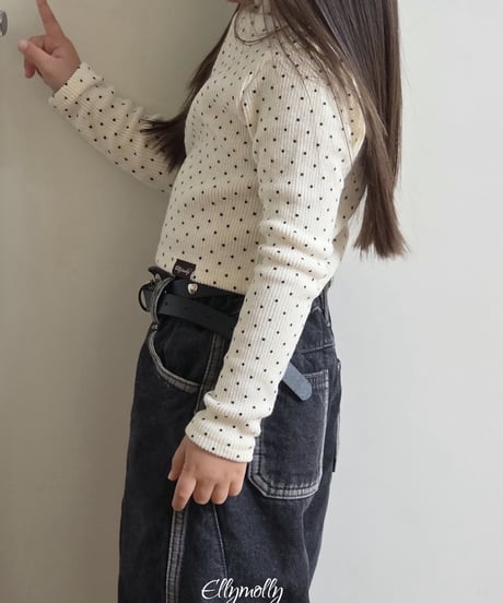 49[予約]ELLYMOLLY dot brushed mock turtleneck t
