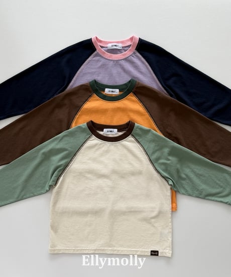 14[予約]ELLYMOLLY color block raglan t