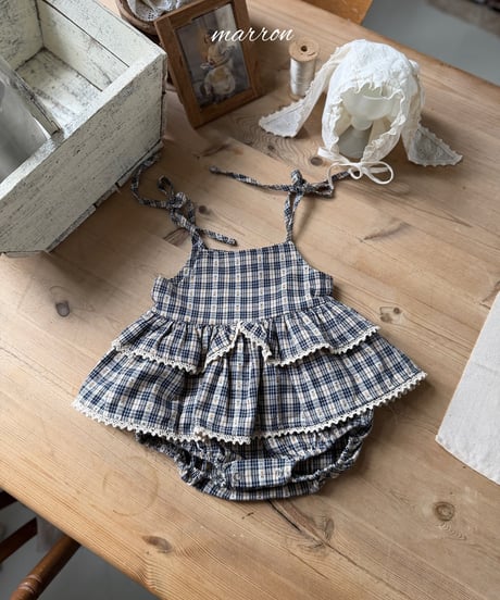 45[予約]marron check cancan suit(6-18m)