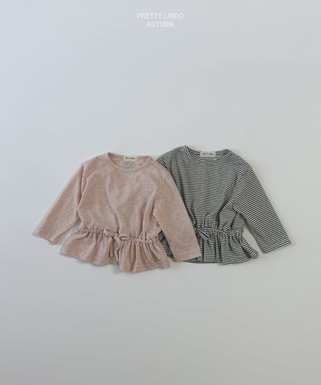 49[予約]LINDO stripe shirred tee