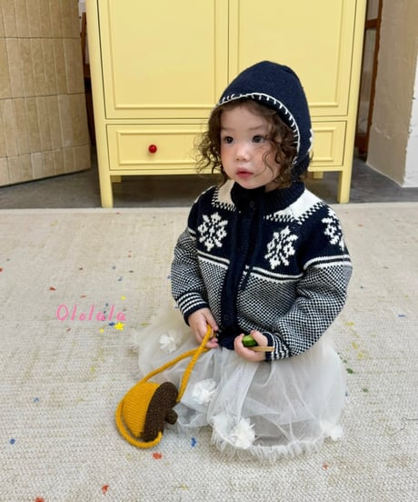 29[予約]ololala balaclava knit cardigan(hat set)