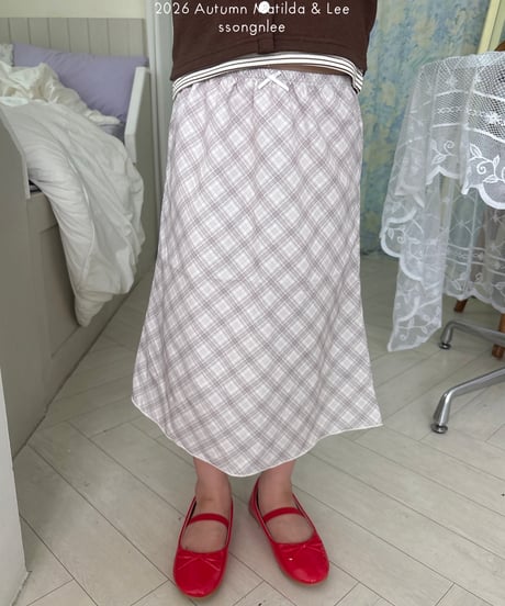 49[予約]matilda&lee check ribbon skirt