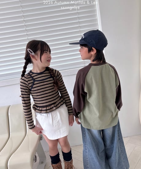 11[予約]matilda&lee mocha border frll tee