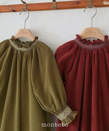 12[予約]monbebe corduroy smock dress