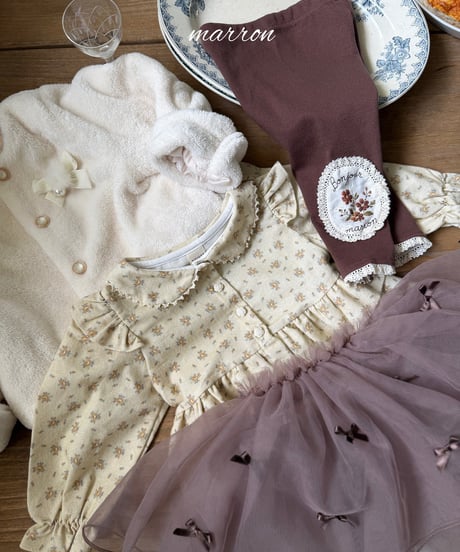 24[予約]marron ribbon mesh skirt(XS-L)