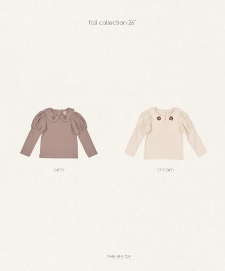 8[予約]送料無料 the beige embroidered collar tee
