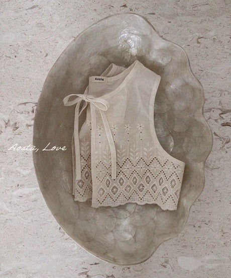 22[予約]Aosta lace jenny open vest