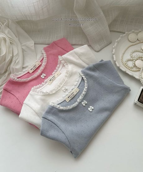 8[予約]melikey ribbon button t