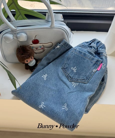 49[予約]bunny powder ribbon denim pants