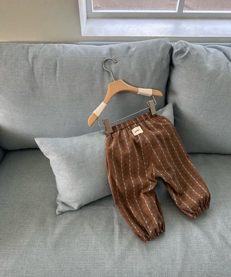 30[予約]monbebe floral check jogger pants