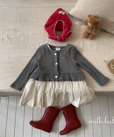 1[予約]milkbalm heart rib cardigan set