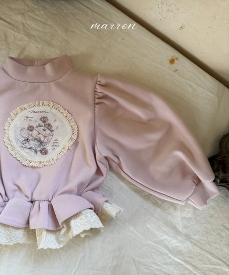 17[予約]marron rose frill t-shirt(XS-L)
