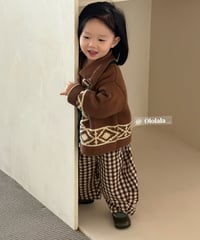 12[予約]ololala brownie check balloon pants