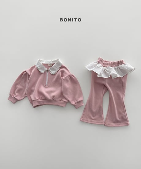 61[予約]bonito shirred collar zip-up set