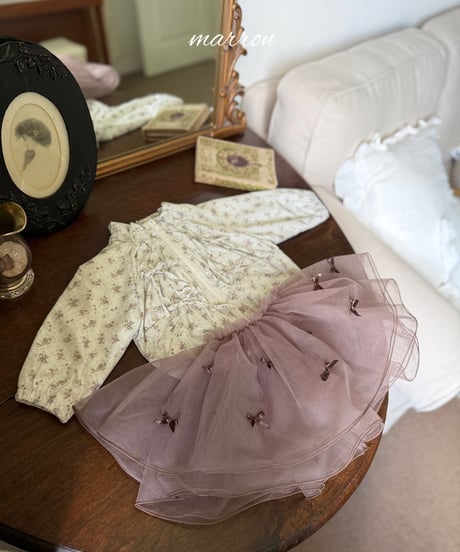 24[予約]marron ribbon mesh skirt(XS-L)
