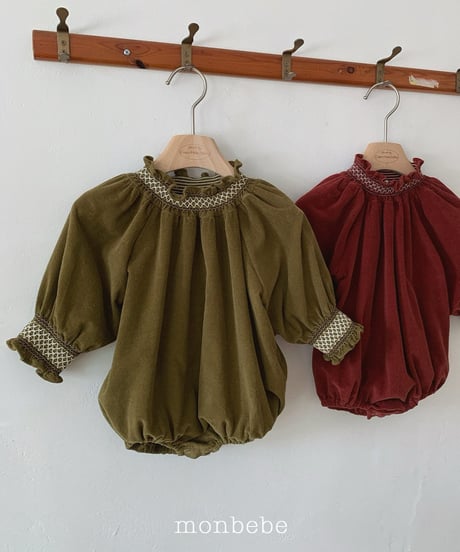 11[予約]monbebe corduroy smock romper