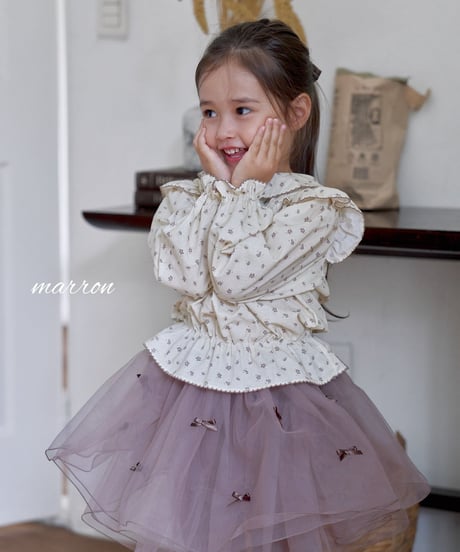 24[予約]marron ribbon mesh skirt(XS-L)