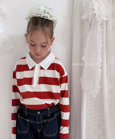 5[予約]poisson striped collar tee