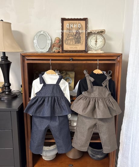 19[予約]ohho herringbone denim strap blouse