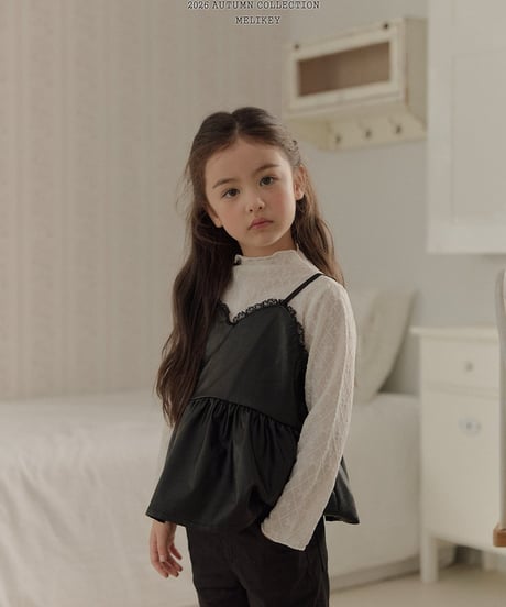 5[予約]melikey frill ribbon mesh t-shirt