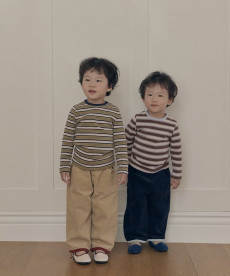 12[予約]送料無料 the beige multi stripe tee