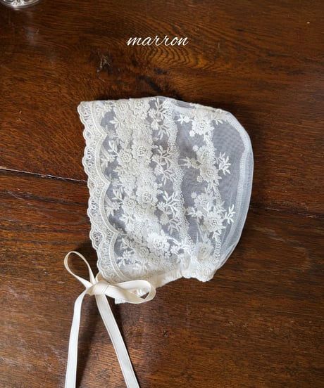 62[予約]marron lace bonnet