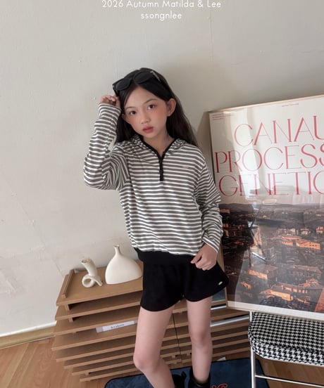 43[予約]matilda&lee stripe crop hoodie