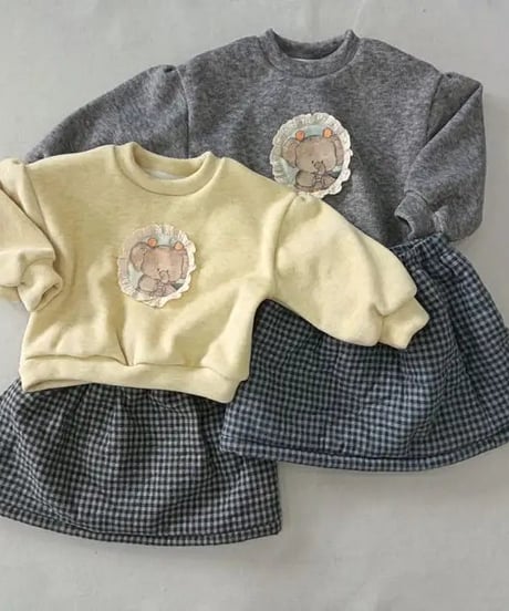 35[予約]aiai teddy check two-piece set