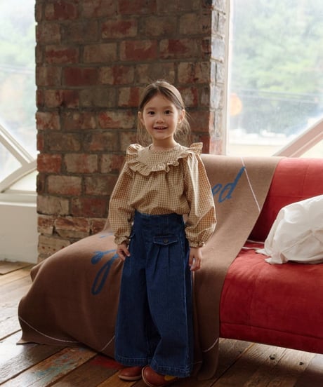 10[予約]mon Atelier check frill blouse