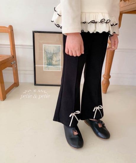 40[予約]petit&petit pearl ribbon trumpet pants