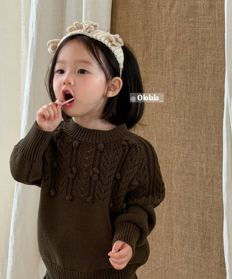 25[予約]ololala coco pompom knit matching set