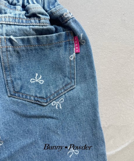 49[予約]bunny powder ribbon denim pants