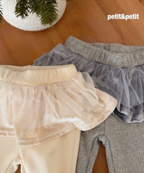 37[予約]petit&petit velvet mesh flare pants