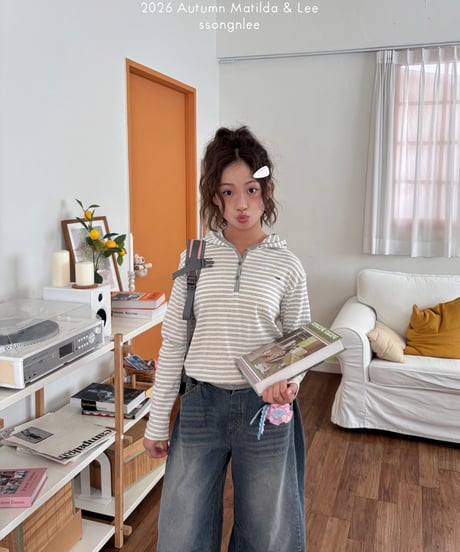 43[予約]matilda&lee stripe crop hoodie