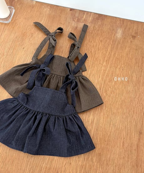 19[予約]ohho herringbone denim strap blouse