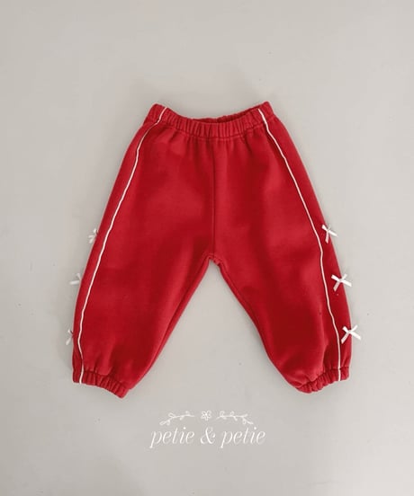 20[予約]petit&petit fleece line ribbon jogger pants