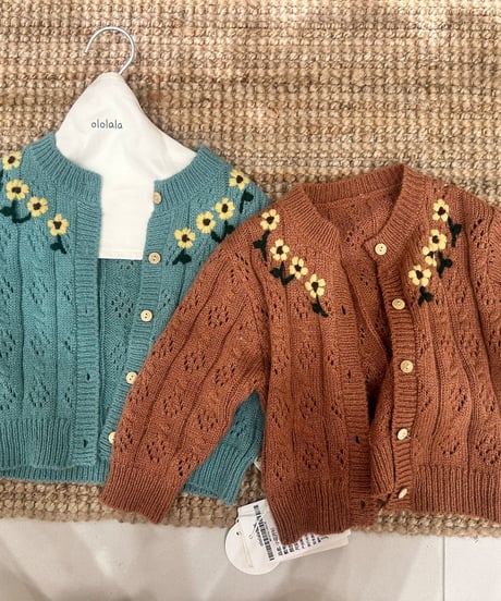 8[予約]ololala daisy embroidery knit cardigan