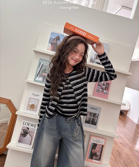76[予約]matilda&lee wave stripe cardigan set