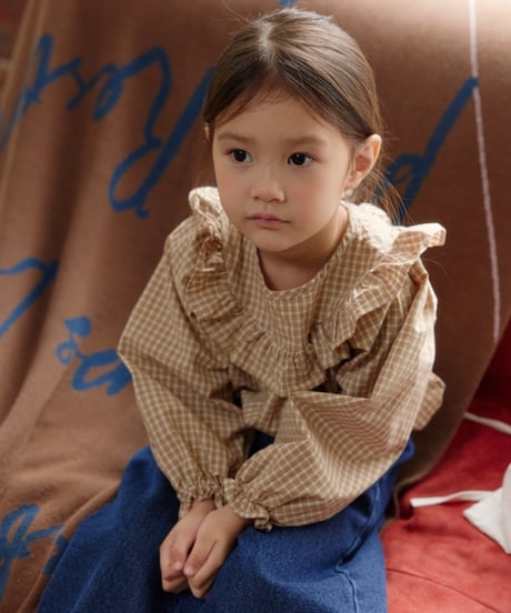 10[予約]mon Atelier check frill blouse