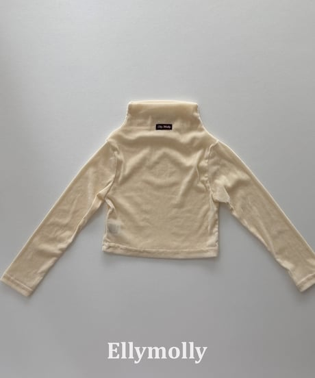 44[予約]ELLYMOLLY velvet mesh mock turtleneck