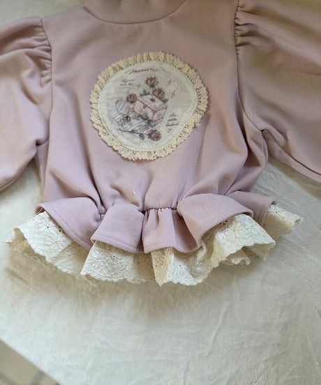17[予約]marron rose frill t-shirt(XS-L)