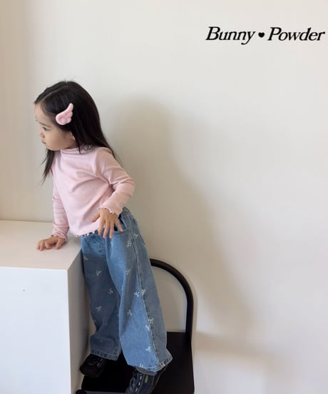 49[予約]bunny powder ribbon denim pants