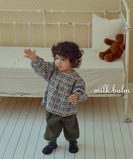 6[予約]milkbalm check bear blouse