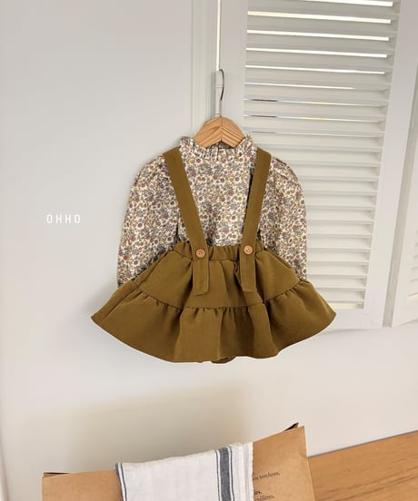 2[予約]ohho fran shirred strap skirt