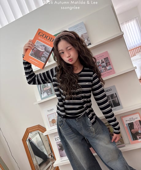 76[予約]matilda&lee wave stripe cardigan set