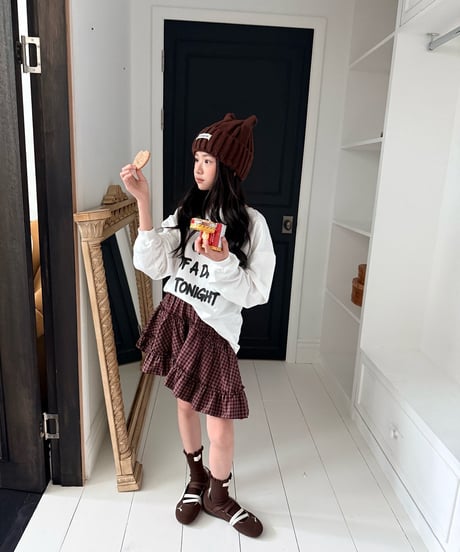 36[予約]COMMA check asymmetrical skirt