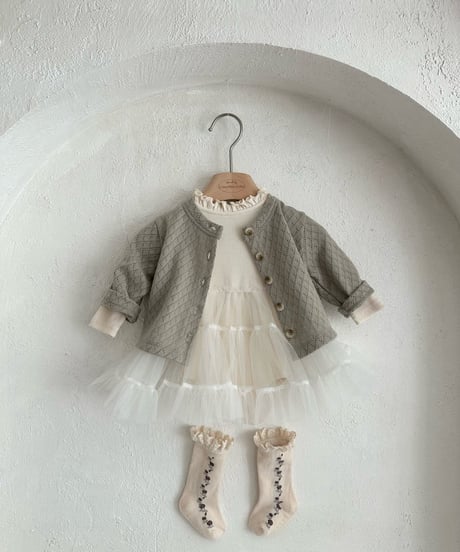 4[予約]monbebe ribbed tulle suit